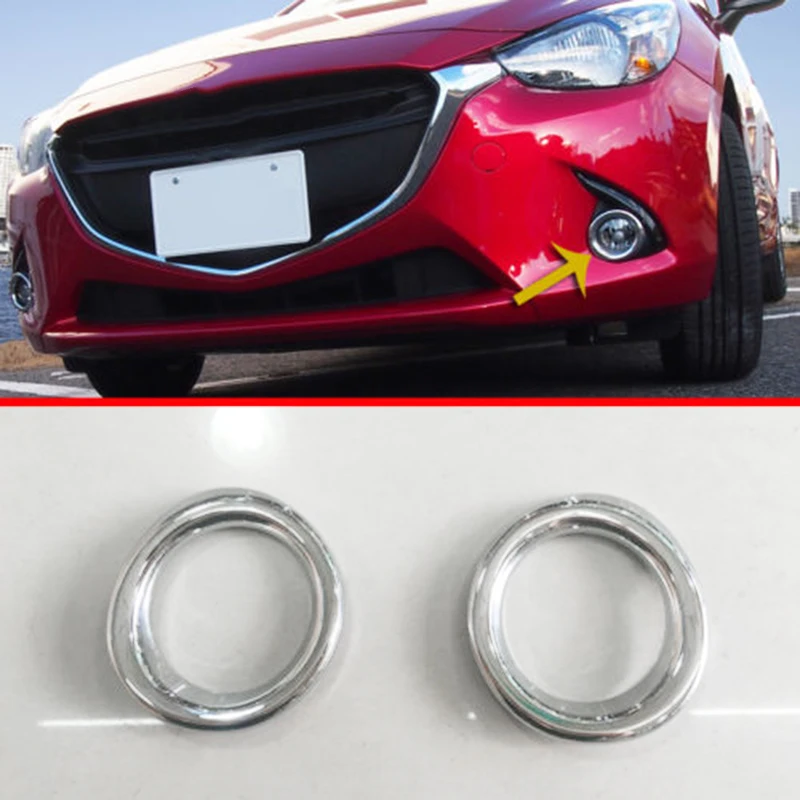 

1 Pair Silver Fog Lamp Frame Auto Accessories For Mazda2 Demio DJ DL 2015 2016 2017 Chrome Front Fog Light Lamp Ring Cover Trim