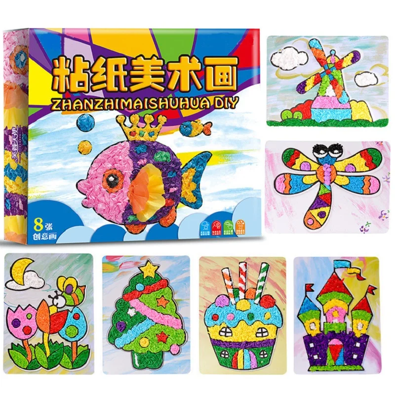 

Handmade Material Package DIY Creative Paper Kindergarten Children Plate Rubbing Paper Painting and Drawing frame Baby education