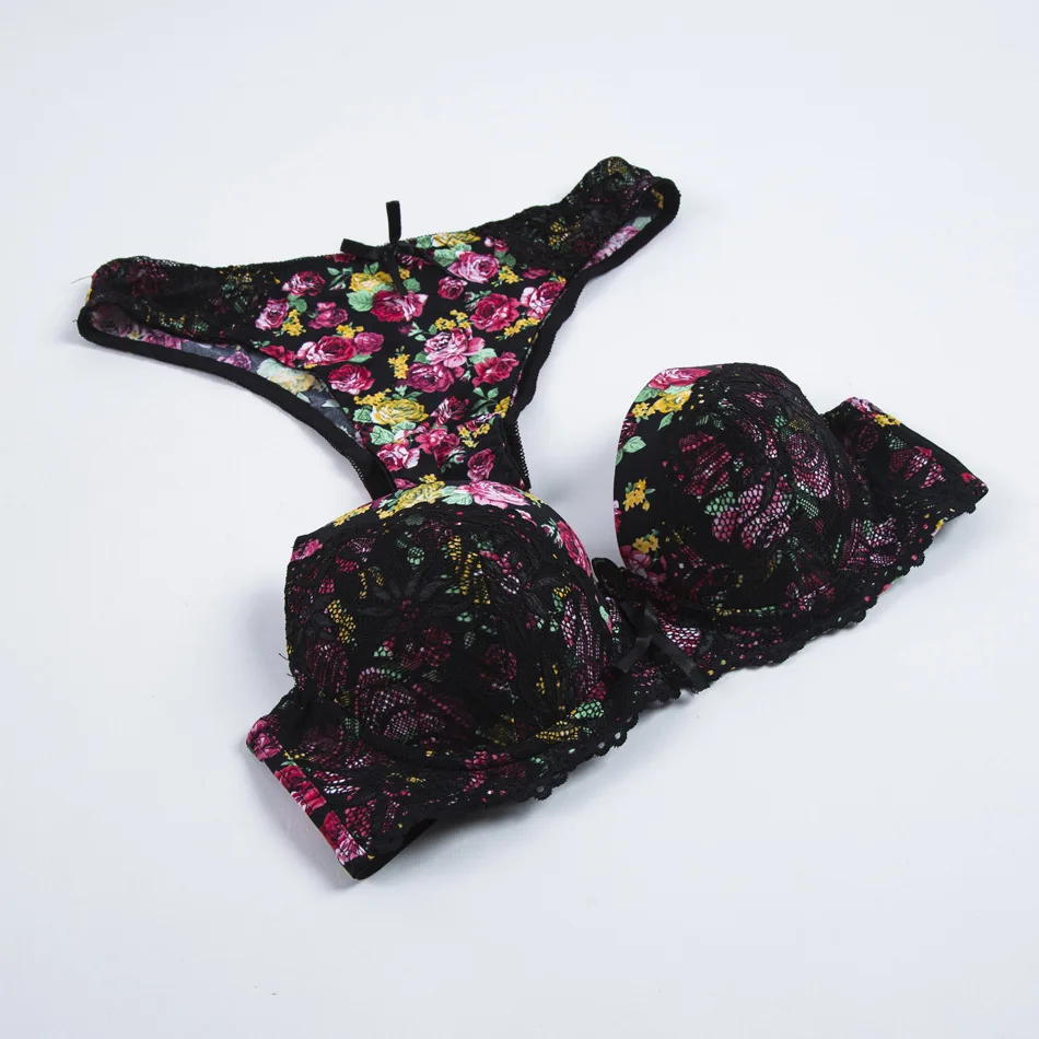 

Sexy lace printed bra sets, T-shirt underwear set up AB bra.