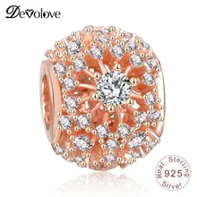 Devolove, новинка, 925 пробы, серебро, внутреннее сияние, розовое золото, ажурный Шарм, бусины, подходят для браслетов Pandora, PSMB0796, Прямая поставка