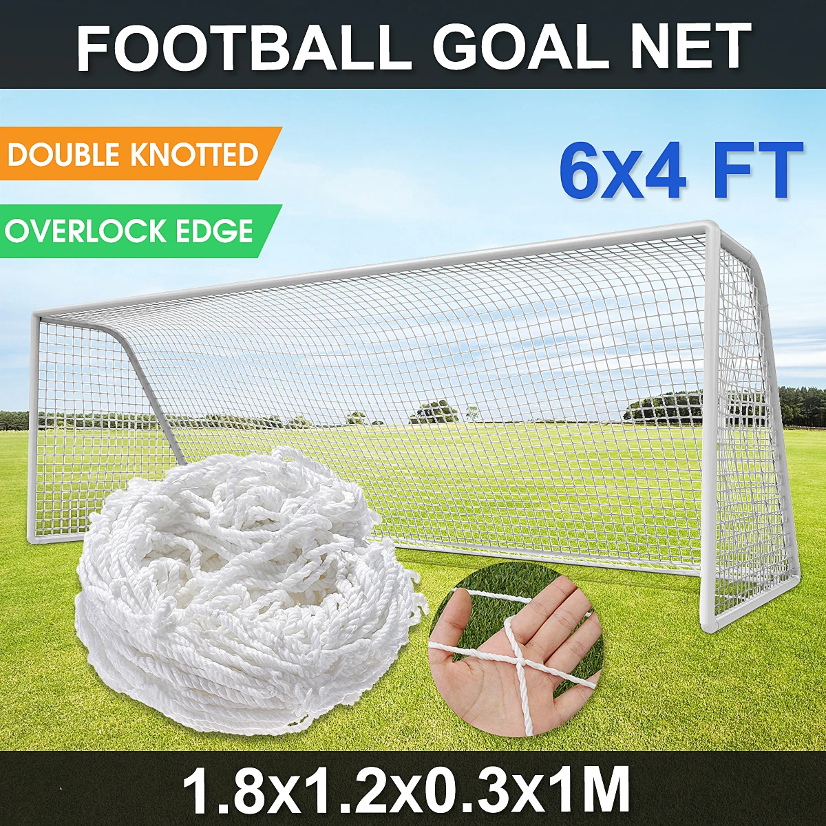 6x4 FT Full Size Football Soccer Goal Post Net For Outdoor Sports
