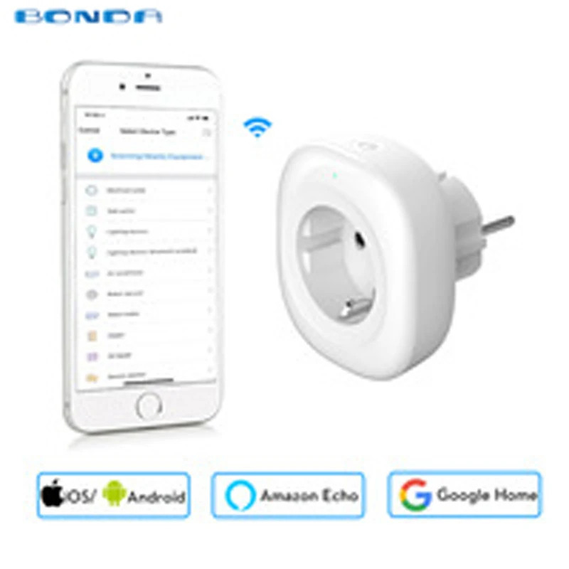 

2018 New Mini Wifi Smart Socket EU Power Plug Mobile APP Remote Control Energy Monitor Works with Amazon Alexa Google Home