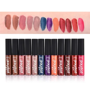 

Popfeel 12 colors Makeup Matte Liquid Lip Gloss Waterproof batom Long Lasting Tint Lip Gloss Red Velvet Brown Nude Lipstick