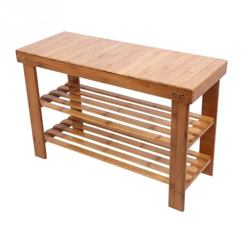 Free Shipping 2 Tier Solid Wood Shoe Cabinet Nan Bamboo Shoe Racks