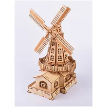 2019 novo de alta precisão de corte a laser quebra-cabeça 3d de madeira jigsaw modelo kits de construção-moinho de vento holandês