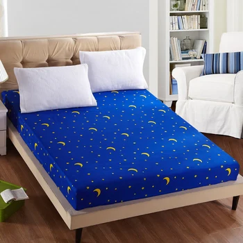 

1pc 100%Polyester Fitted Sheet Mattres Cover Printing Bedding Linens Bed Sheets With Elastic Band Double Queen Size 160*200 83