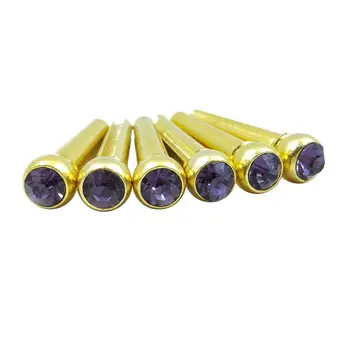 

6PCS Pure Copper Material Folk Acoustic Guitar Bridge Pin Peg Nail with Crystal Dot (Purple)