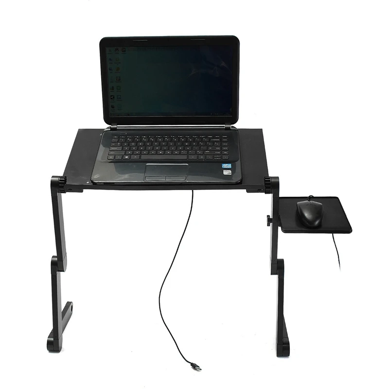 متعددة الوظائف Lapdesk جديد مكتب للحاسوب شخصي الجدول حامل منضدة للسرير لاب توب محمول حامل الألومنيوم حامل مع لوحة الماوس USB برودة