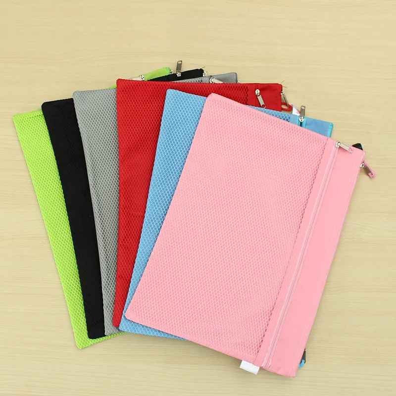 

Kicute Double Layer A4 Canvas Oxford Cloth Zipper Paper File Folder Book Pencil Pen Case Bag Waterproof File Document Bags