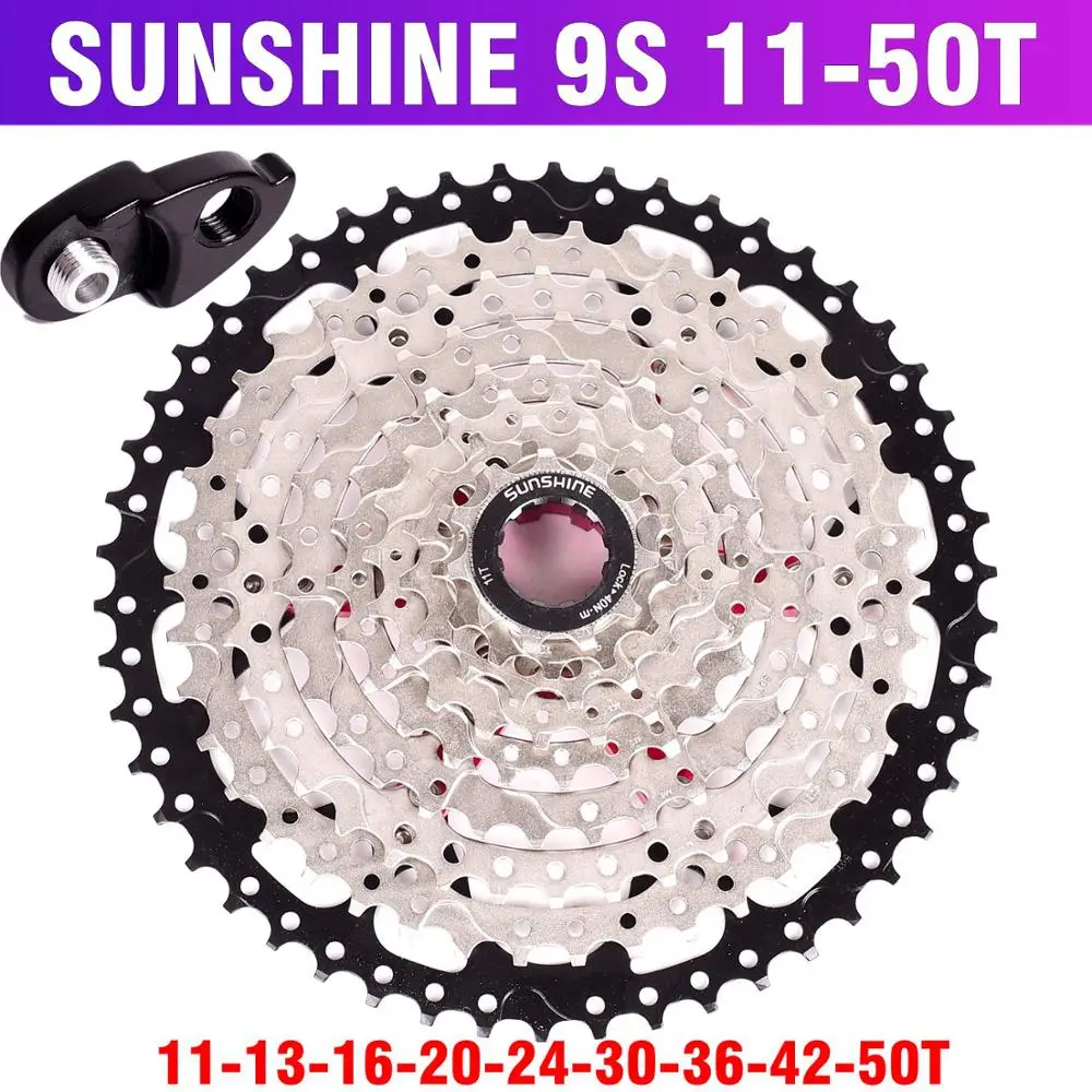 

SUNSHINE-SZ 9 Speed Cassette 11-50T Mountain Bike Wide Ratio MTB Bicycle 9S Freewheel Compatible with M430 M4000 M590 Freewheel