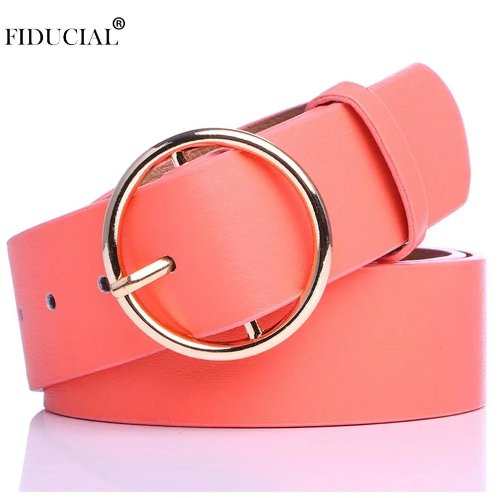 

FIDUCIAL Lady Leisure Belts High Quality PU Leather Round Slide Buckle Female Decorative Waist Belt for Women Accessories FCO092