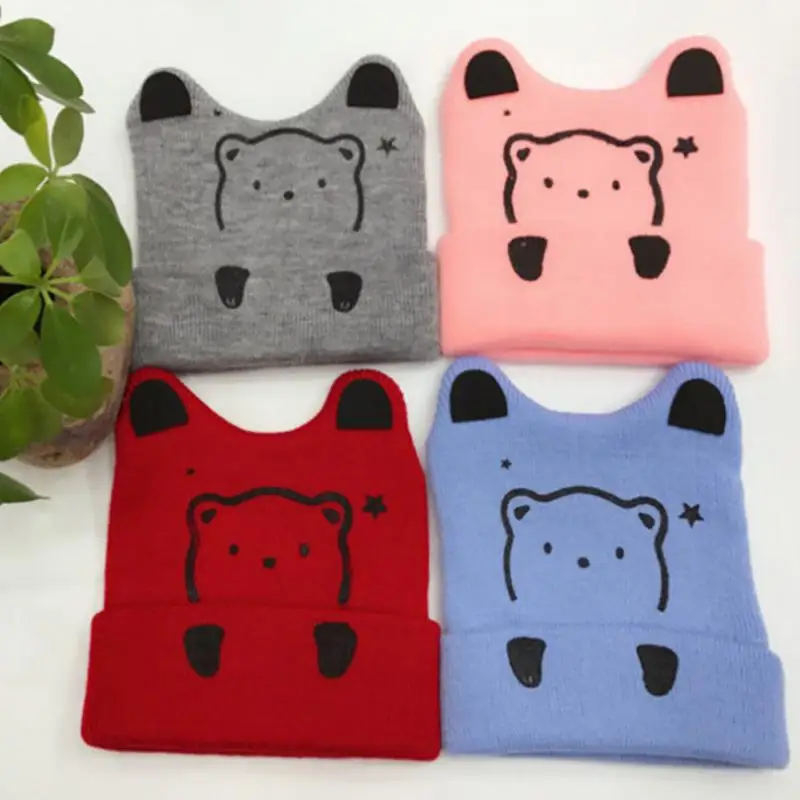 Autumn And Winter New Baby Knit Hat Children Unisex Cute Cartoon Bear Hedging Cap Warm Antifreeze Wool | Детская одежда и обувь
