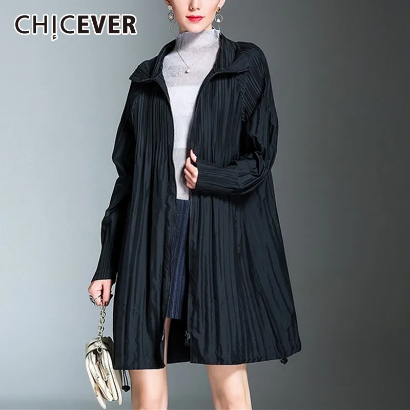 De Mode Nouveau Manches Fold Hiver Manteau blue Femmes Tranchée À Automne Coupe Vêtements Casual Chicever Longues gray Windbreaker Windbreaker vent Col Black Pour Roulé Zipper Windbreaker zaZ7xnH