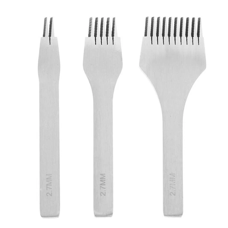 

White Steel Flat Chisel Leather Craft Tools Hole Punch Kit Diy Tool 2 Prong/5 Prong/10 Prong