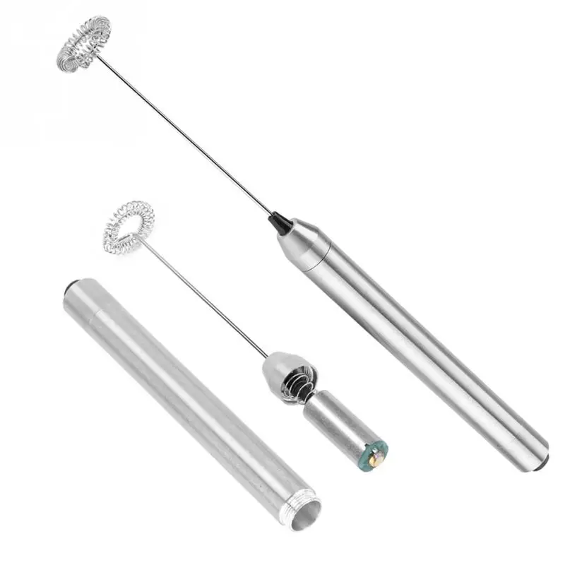 

Portable Milk Frother Stainless Steel Electric Milk Frother with Bracket Hand Whisk Foam Maker Kitchen Supplies melkopschuimer