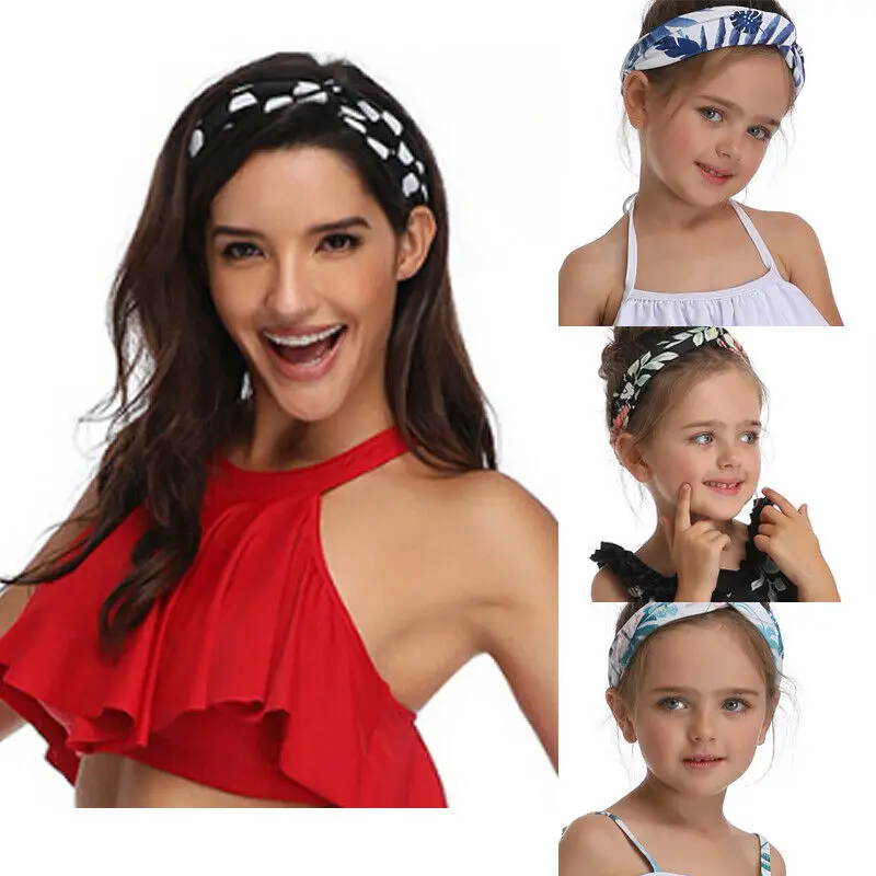 

Women Girl Spring Autumn Suede Headband Vintage Cross Knot Elastic Hair Bands Soft Mother Daughter Hairband Hair Accessories