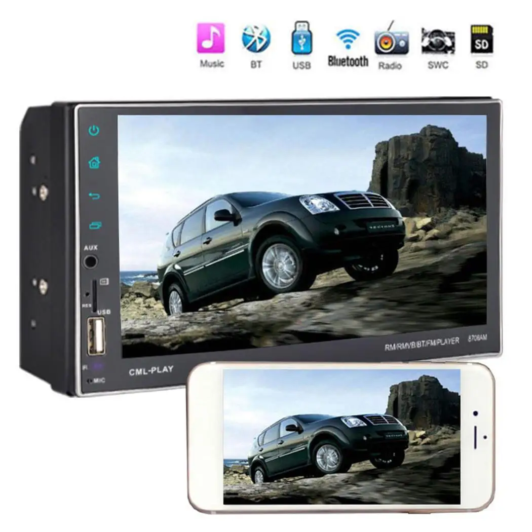 

7'' Car Stereo MP5 Player 2 Din Car Radio FM Bluetooth Touch Screen Android 8.0 TF USB Auto Video Multimedia Player with Camera