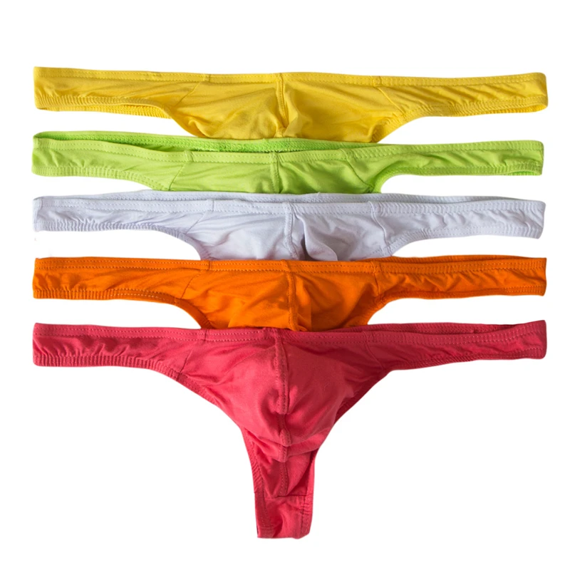 

AIIOU 5PCS/Lot Men Ultra-thin Modal Bikini Underwear G-Strings & Thongs Solid Color Gay Sissy Panties Underwear for Men Thongs