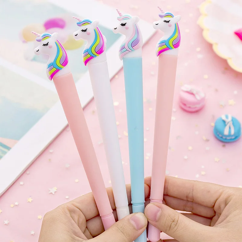 

Rainbow Unicorn Silica Gel Pen Cute Candy Color Neutral Pens For Writing Girls Gifts Korean Stationery Office School Supplies