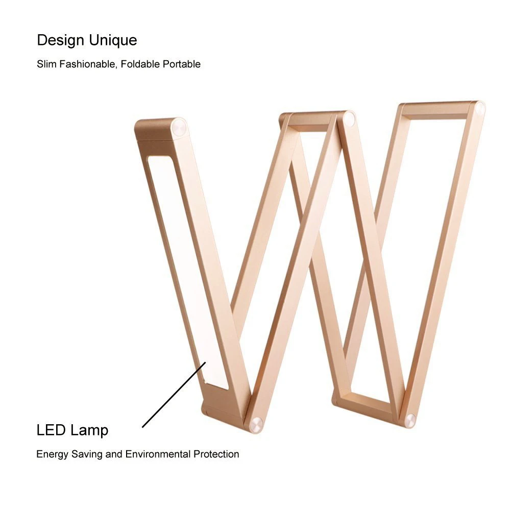 Современный простой золотой светодиодный настольный светильник Гибкая Складная Настольная лампа с защитой глаз USB перезаряжаемая лампа для чтения книг для детей