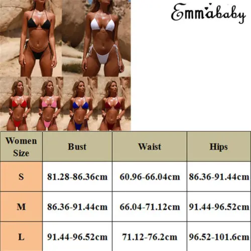 Sexy mujer acolchado push-up sujetador sólido Bikini Set traje de baño