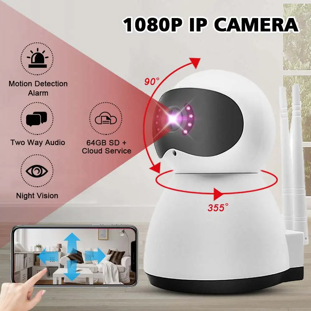 

HD 1080P Home Security IP Camera Mini Two Way Audio Wireless Surveillance Camera Night Vision CCTV WiFi Camera Baby Monitor