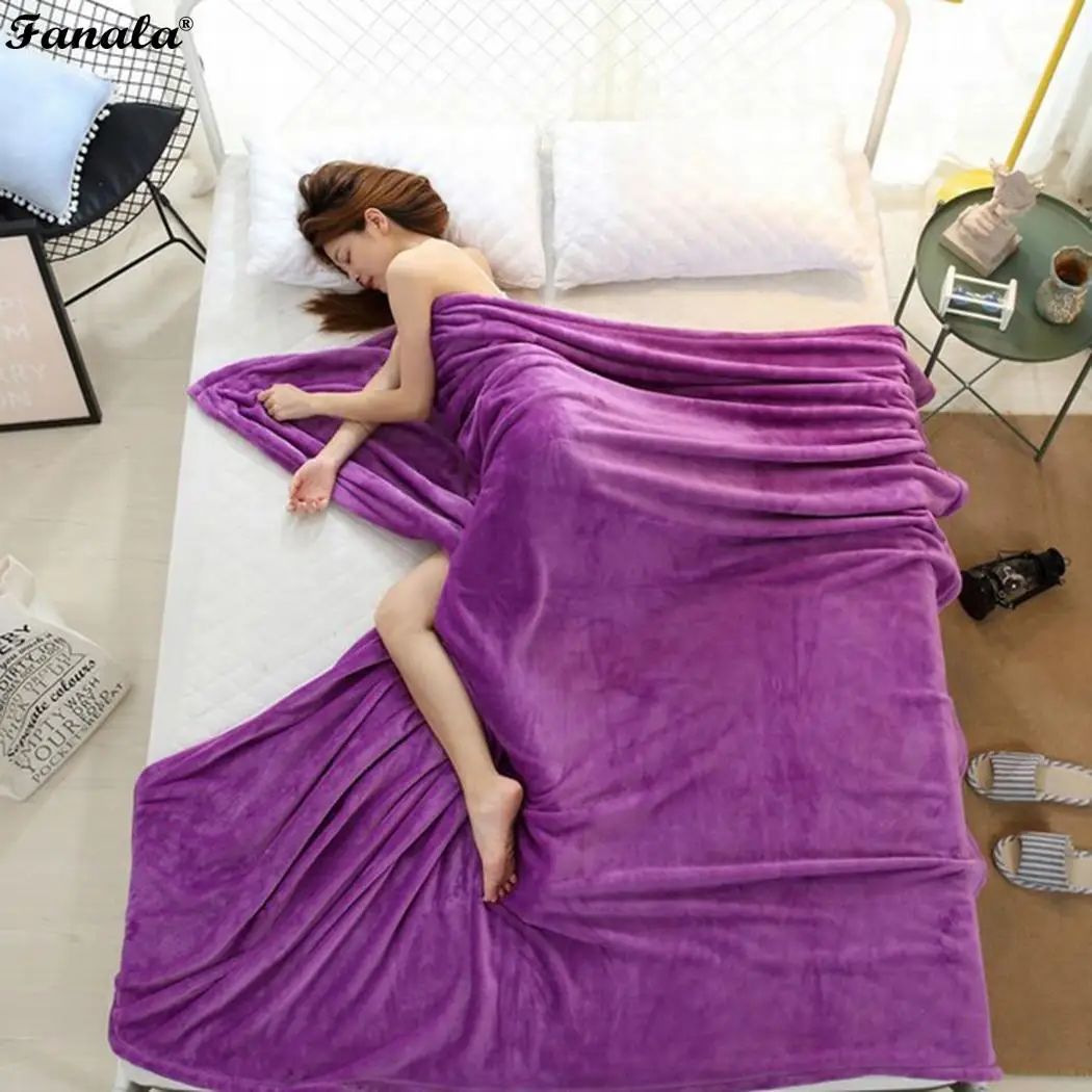 Simple Soft and Comforable Office Air Conditioning Blanket Coral Solid