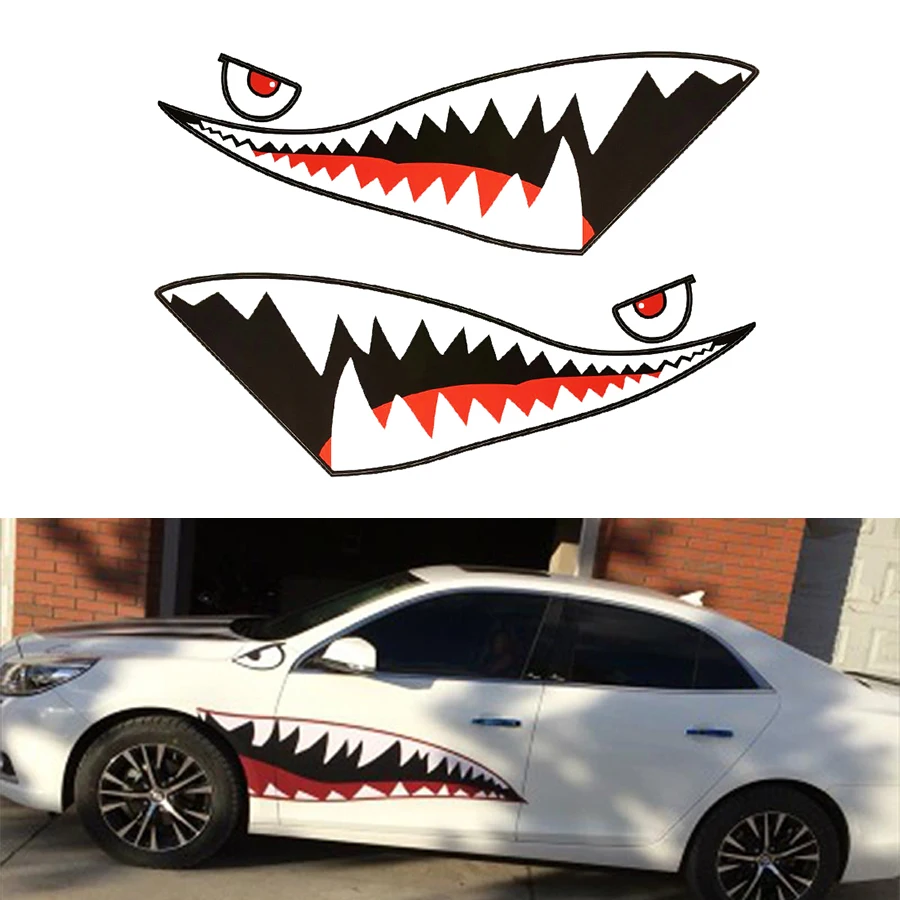 150cm Waterproof DIY Funny Shark Mouth Tooth Teeth Vinyl Car Auto Sticker Decal