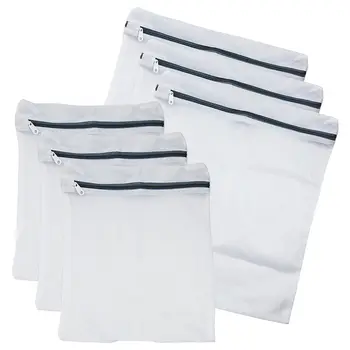 

Promotion! 6 Pack - Laundry Bra Lingerie Mesh Wash Bag (3 Large and 3 Medium) Polyester white