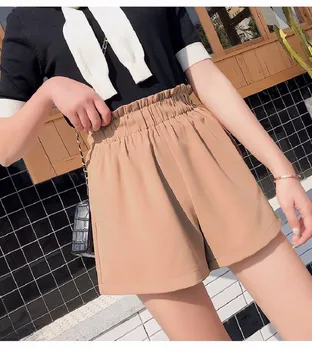 

Korean Woman High Waist Solid Color Casual Loose Shorts Large Size