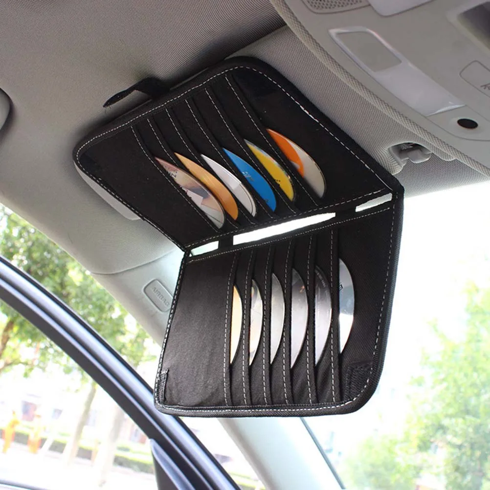 

1PC Foldable Multi-Functional Car CD Bag DVD Disk Card Holder Double Layer Sun Visor Storage Bags Clip For Car Random Color