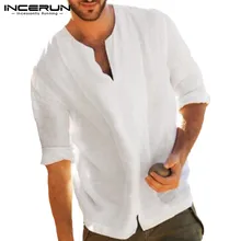 Осенние белые мужские футболки с длинным рукавом свободная футболка Chemise Hombre повседневные рубашки платья рубашки для отпуска Camisa Masculina