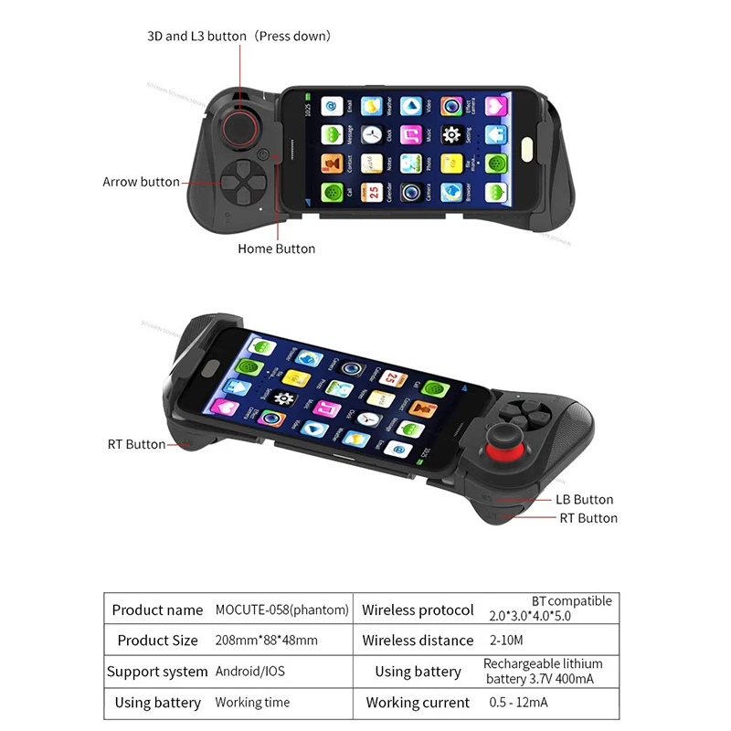 Mocute 058 беспроводной Bluetooth геймпад игровой контроллер для samsung Android телефон Pubg игры Телескопический джойстик