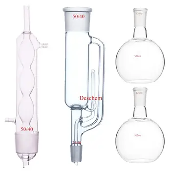 

500ml,24/40,Glass Soxhlet Extractor,Allihn Condenser,W/Two Flat Bottom Flask