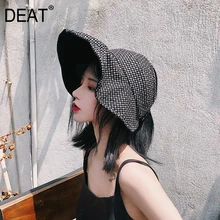[DEAT] Новинка весна лето без купола плед с большими полями двухсторонние темпераментные шляпы для рыбалки женские модные Универсальные 10A067