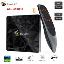 Смарт-ТВ-приставка Beelink GT1 Ultimate Amlogic S912 Восьмиядерный процессор 3 ГБ+ 32 ГБ Android 7,1 Голосовое управление ТВ-приставка BT 2,4G+ 5,8G Wifi 1000M