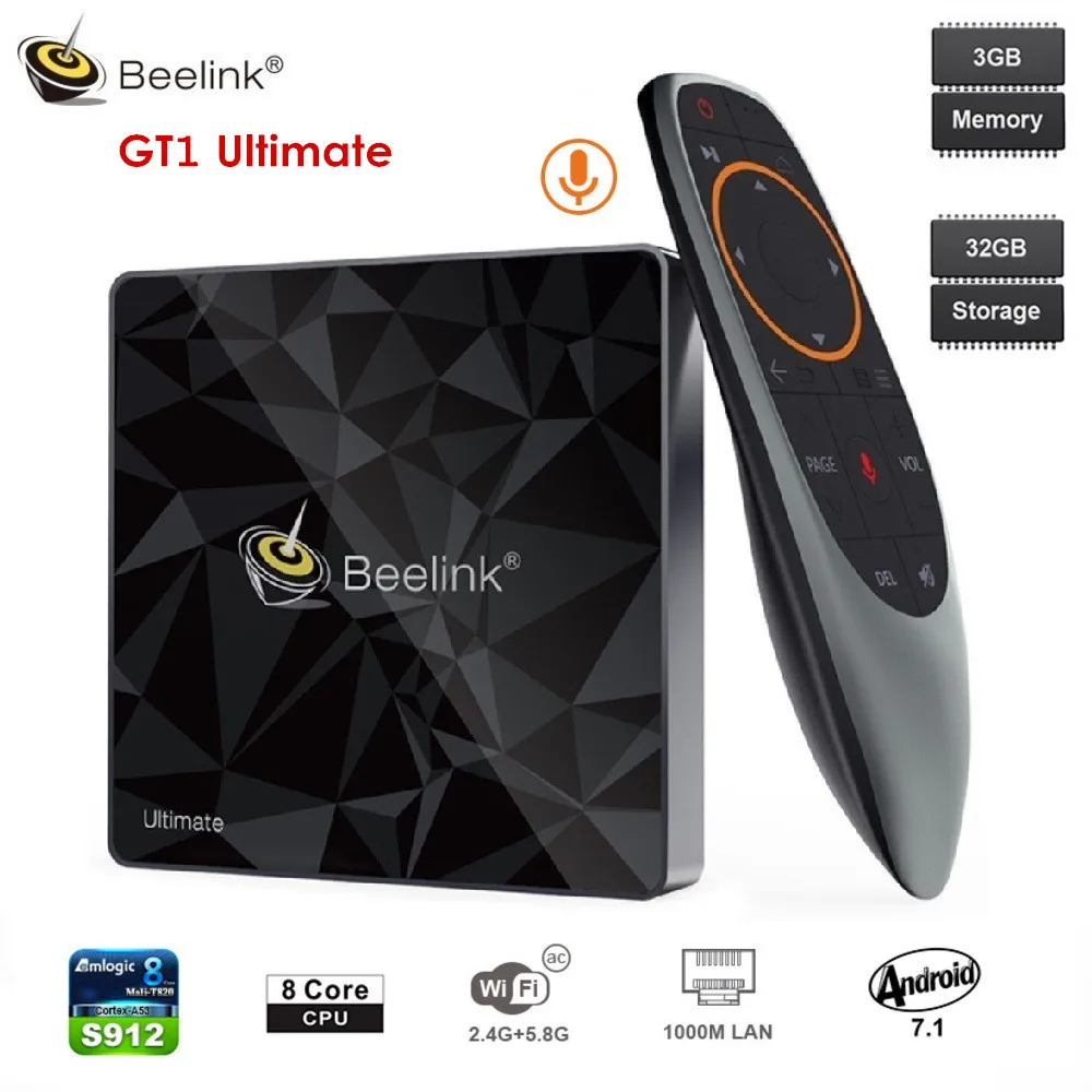 Beelink GT1 Ultimate Smart TV Box Amlogic S912 Octa Core 3GB+32GB Android 7.1 Voice Control Set Top