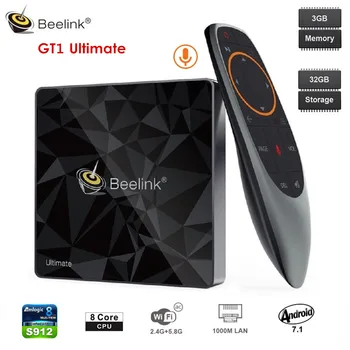 

Beelink GT1 Ultimate Smart TV Box Amlogic S912 Octa Core 3GB+32GB Android 7.1 Voice Control Set Top Box BT 2.4G+5.8G Wifi 1000M