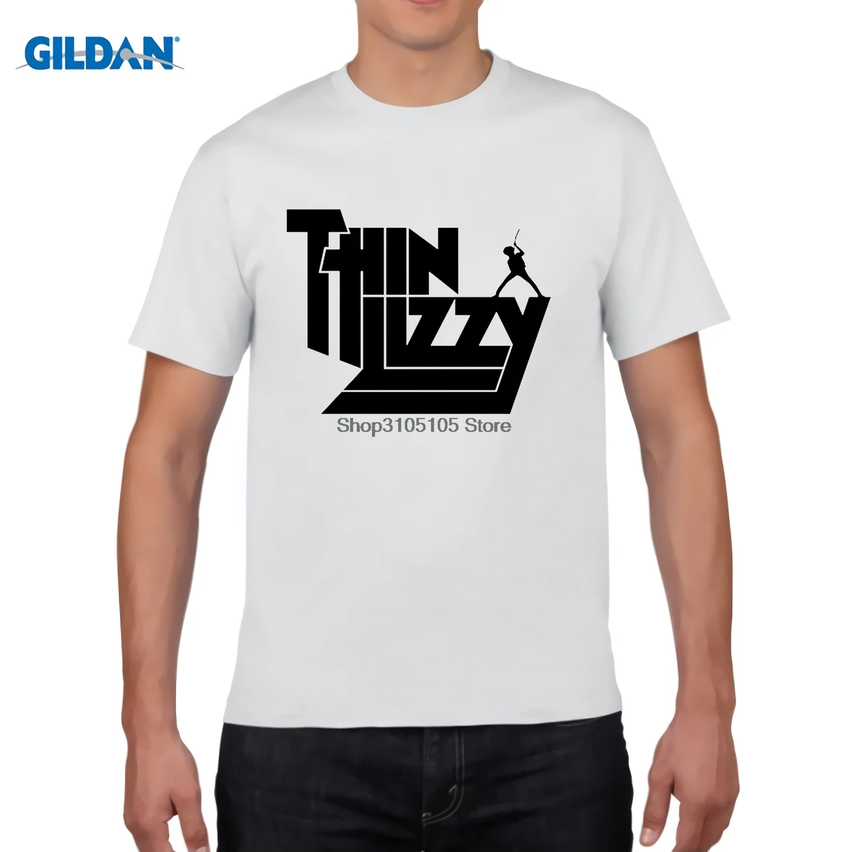 

GILDAN Thin Lizzy T Shirt Man Summer Round Neck Graphic Tee Thin Lizzy Male Latest Big Top Popular Normal Loose Dad Tee Shirt
