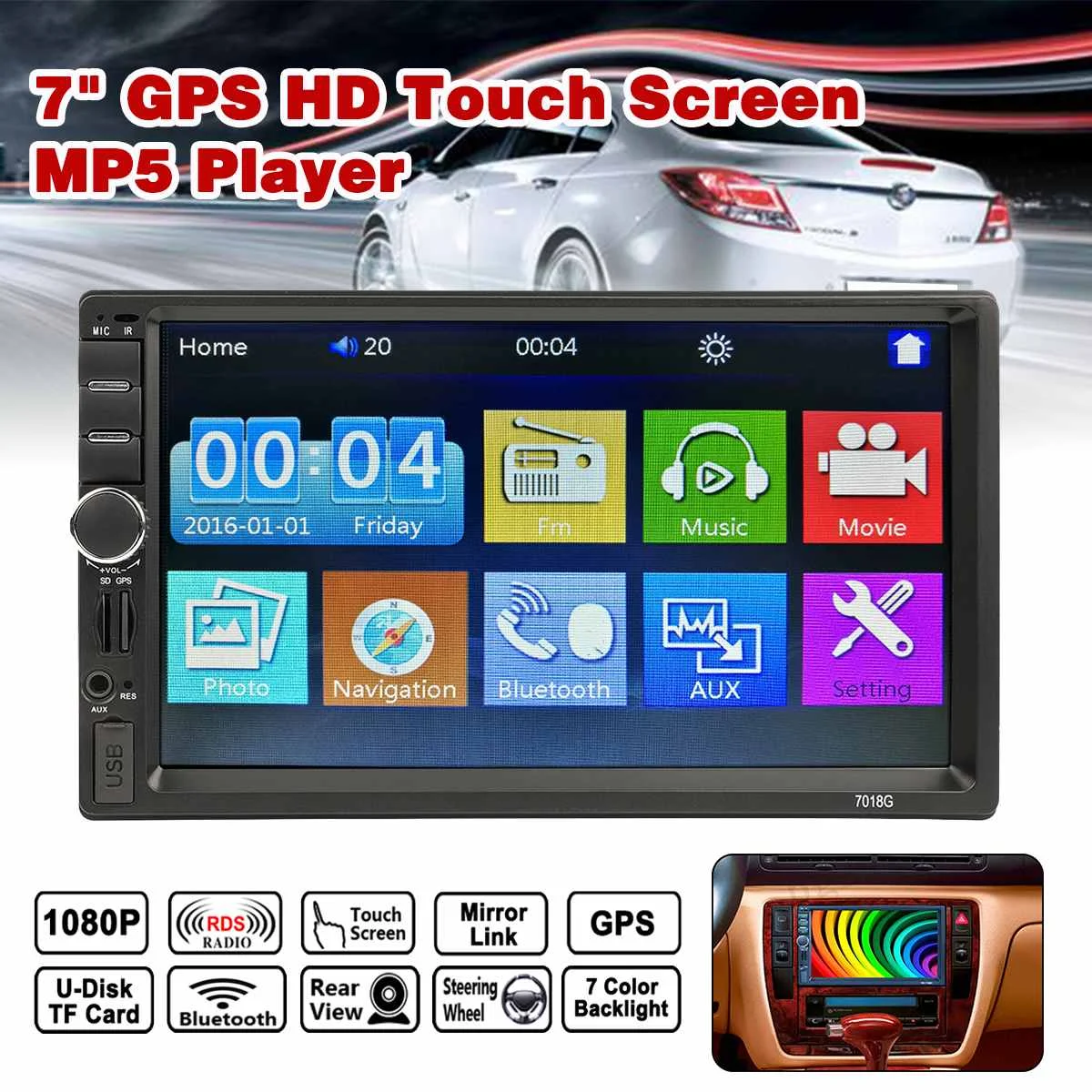 

Android System Memory for Touch Screen Button 2 Din 7 Inch HD Car Bluetooth MP5 Player Car Dual Ingot Universal GPS Navigation