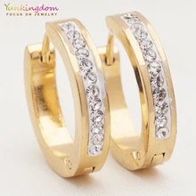Yunkingdomm top quality jewelry rhinestone crystal circle earrings stainless steel hoop earrings for women wholesale UE0353