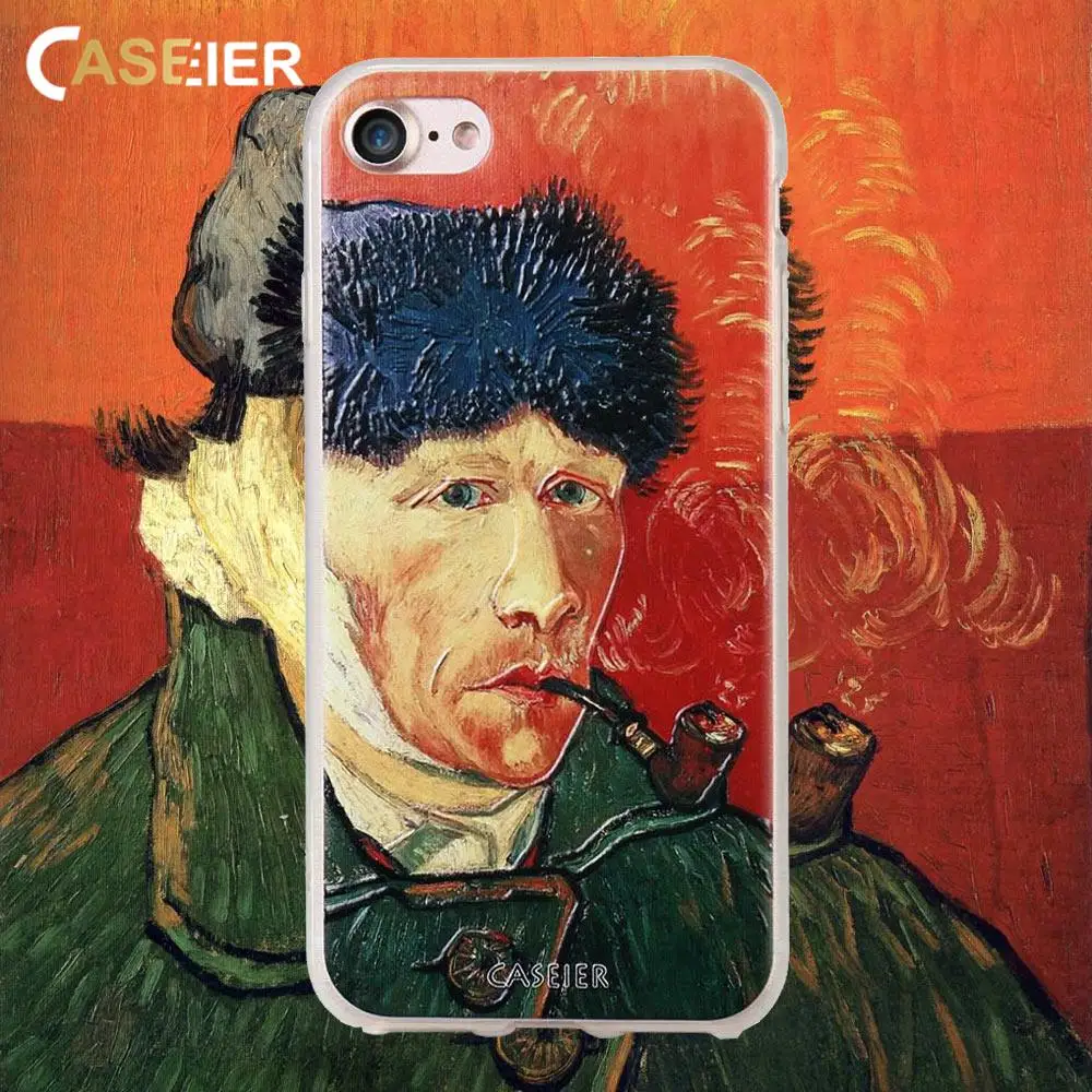 CASEIER Van Gogh Patterned Case For iPhone X 7 8 6s 6 Plus Soft Silicone Phone Cases 10 self-portrait Funda |