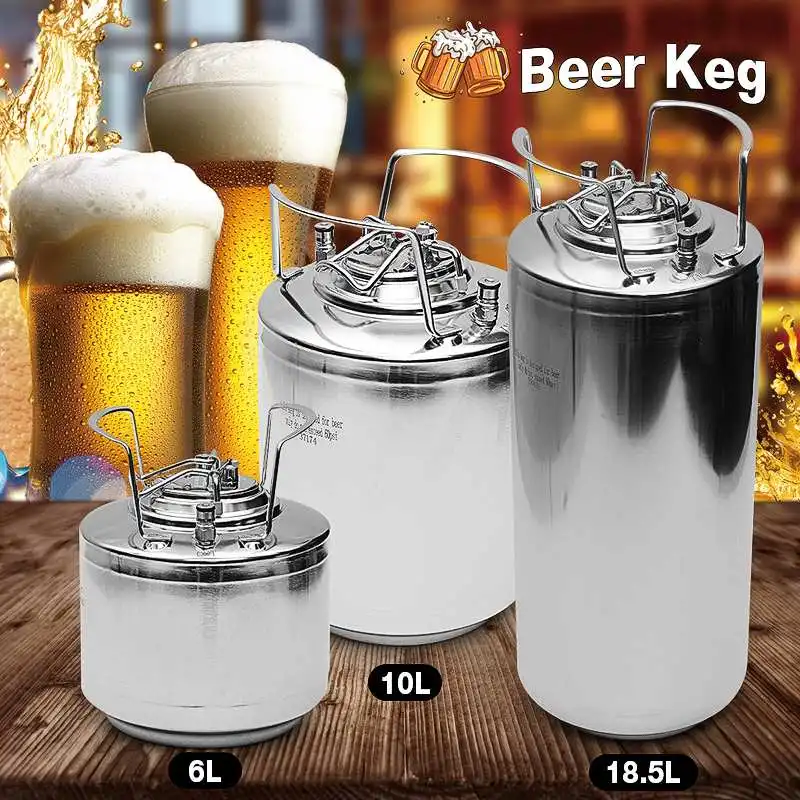 

6/10/19L Stainless steel Ball Lock Beer Keg Growler for Craft Beer Dispenser System Home Brew Beer Brewing Metal Handles