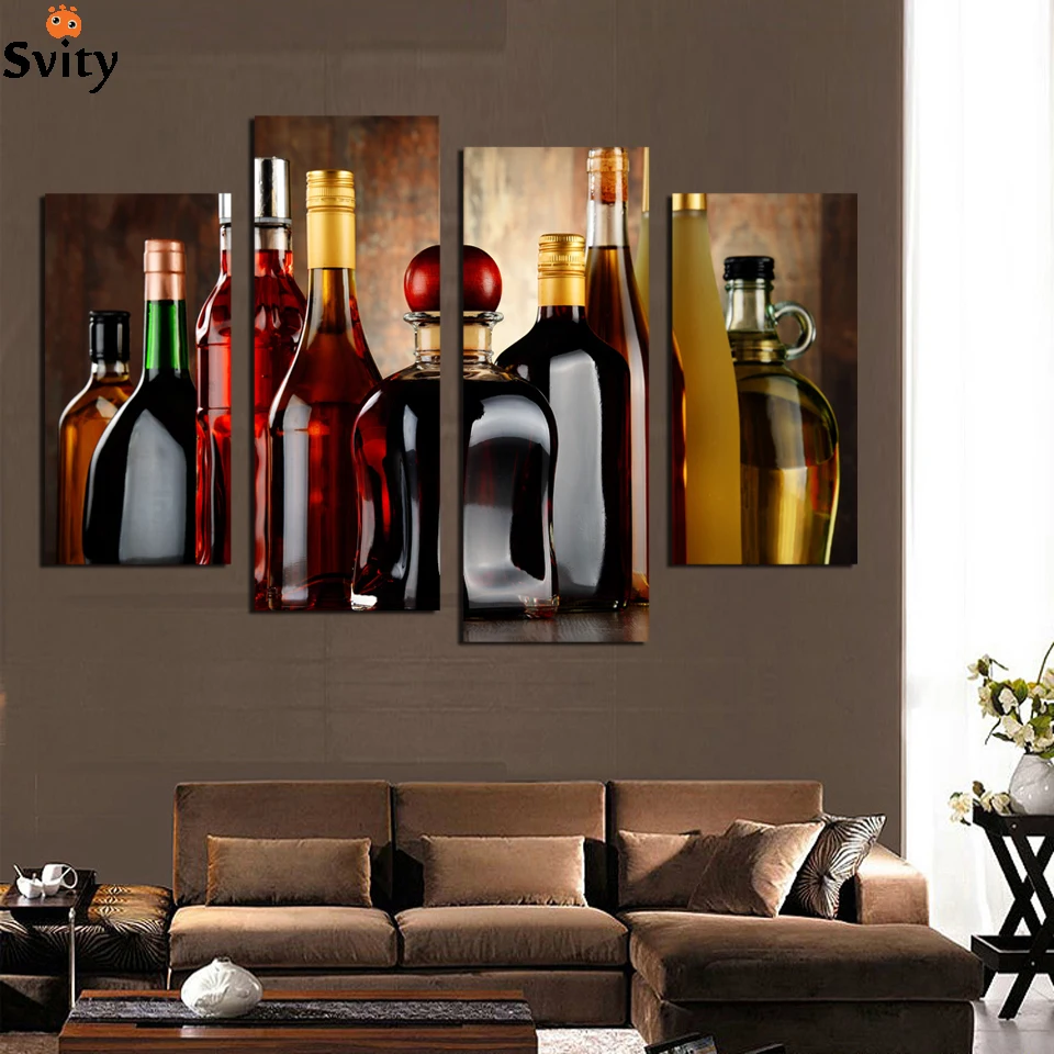 

HD Printed modern wine bottle painting wall picture for bar kitchen dining room bedroom home decor art canvas unframed F18861
