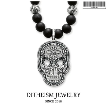 

Strand Necklace Skull Pendant Cross Beads, 2019 New Fashion 925 Sterling Silver Jewelry Cross Punk Gift For Men Women Boy Girls