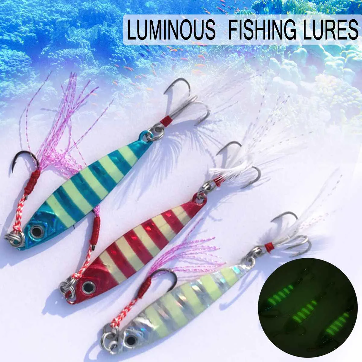 

1pcs Fishing Lure Weight 20G/5.8CM Metal Jigging Glowing Hard Bait Sinking Spoon Hooks Lure Fishing Tackle