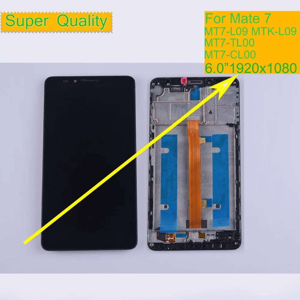 

10Pcs/lot LCD For HUAWEI ASCEND MATE 7 LCD Display Touch Screen Digitizer Assembly With Frame MT7-L09 MTK-L09 MT7-TL00 MT7-CL00
