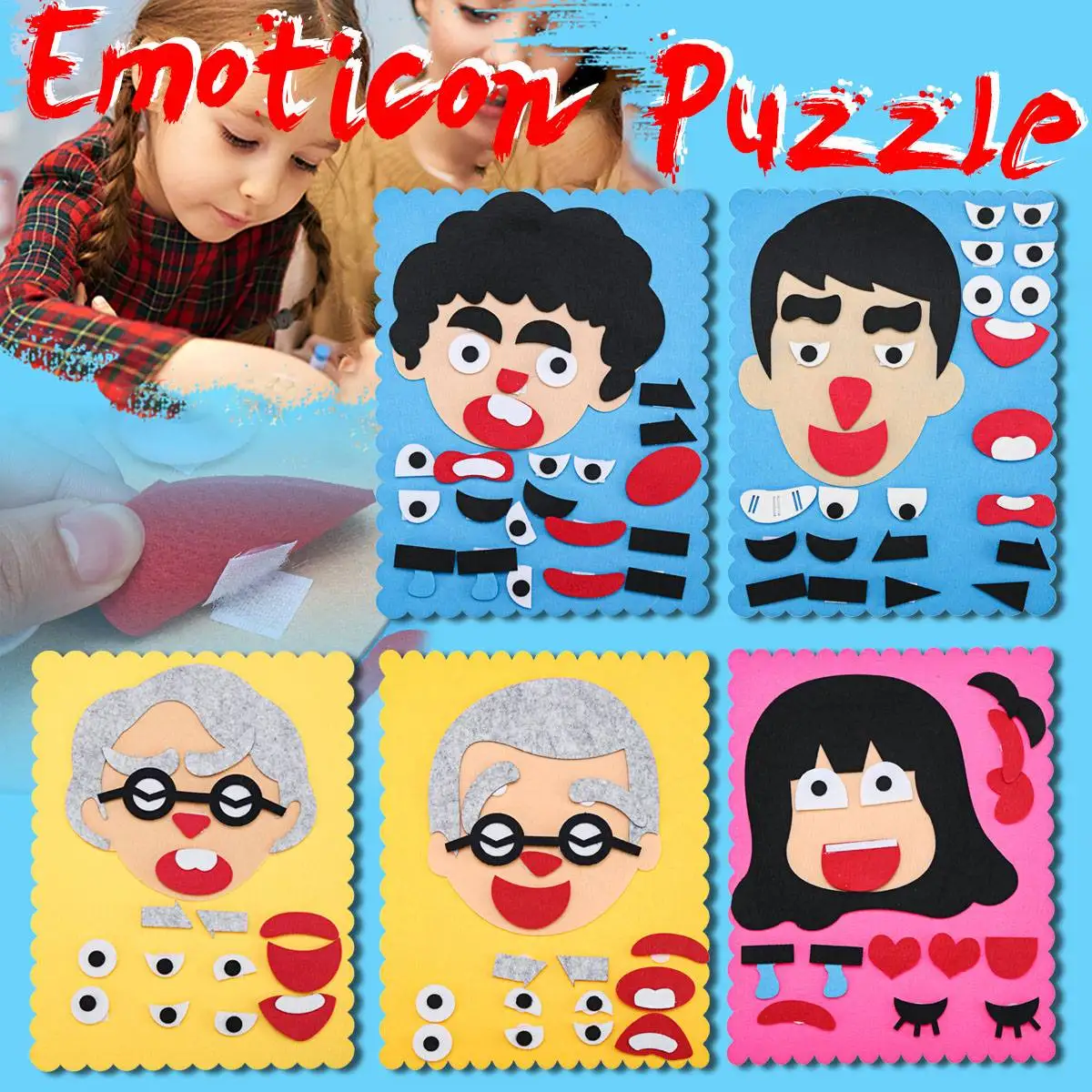 

1Set Kids Toy DIY Emotion Change Puzzle Facial Expression Learning Toys for Children Recognition Training Educational Toys