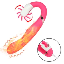Tongue Licking Vibrator G spot Massager Rolling Clitoris Stimulator Heating Dildo Vibrator Sex Toys Masturbator For