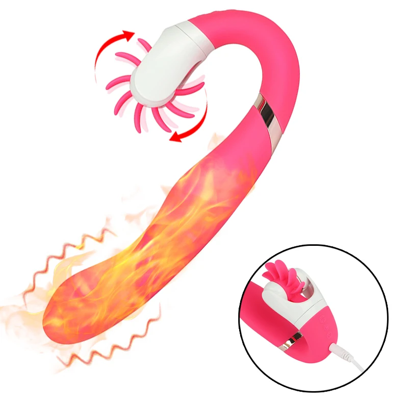 Tongue Licking Vibrator G spot Massager Rolling Clitoris Stimulator Heating font b Dildo b font Vibrator